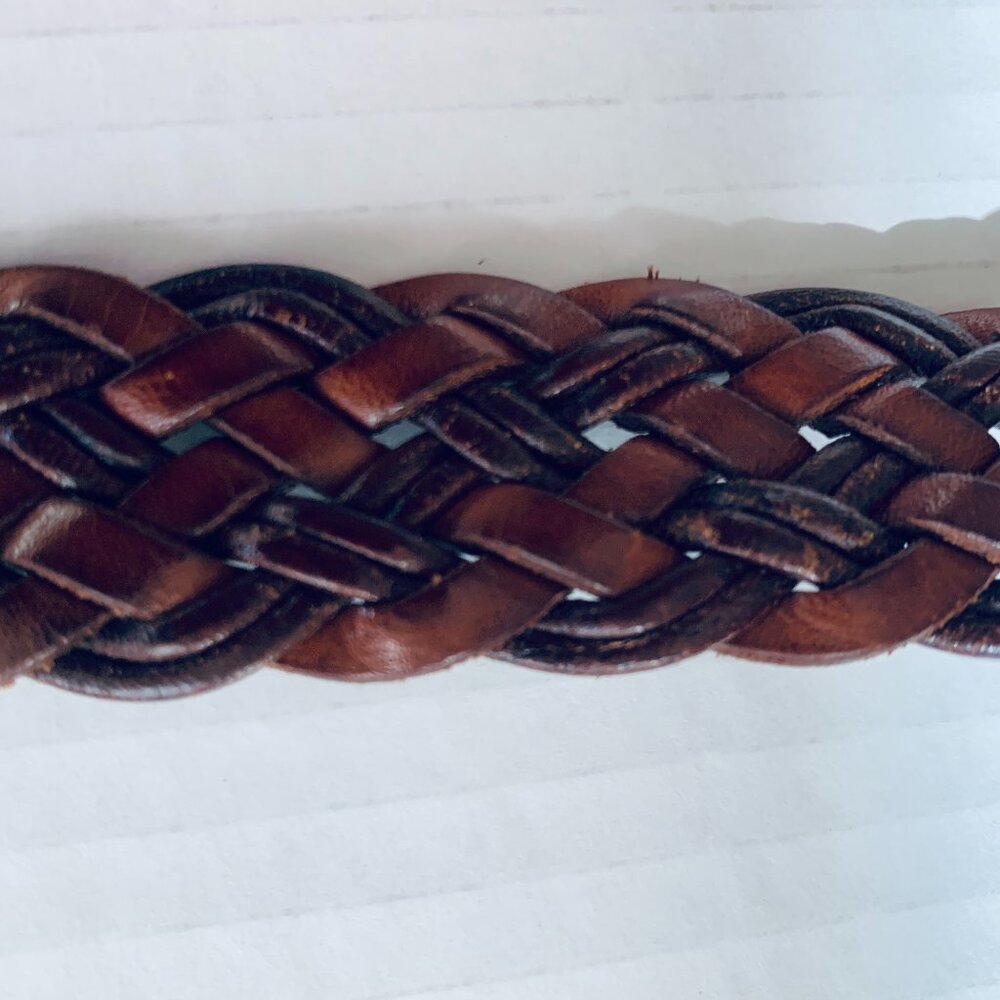 COACH BELT Men Braided Two Tone Brown Leather Sz 36